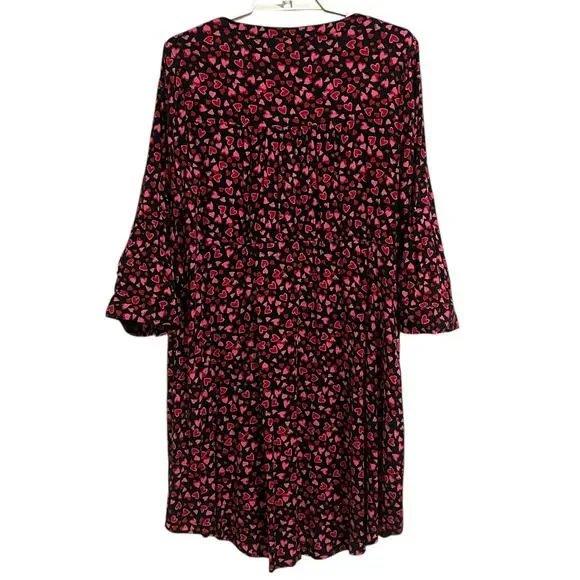 Torrid Heart Print Zip Front VNeck Roll Tab Sleeve Dress - Picture 6 of 8